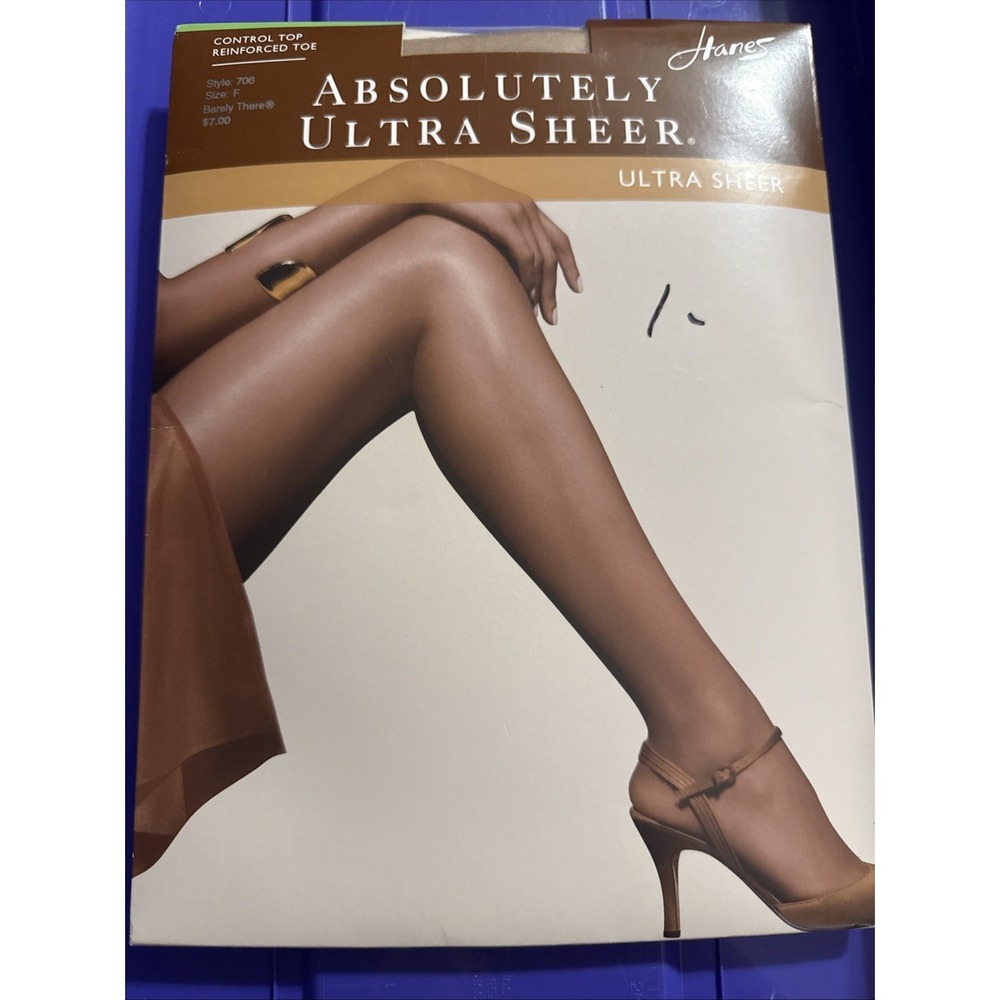 Vintage Hanes Absolutely Ultra Sheer Pantyhose 706 Sz F Barely There CT RT